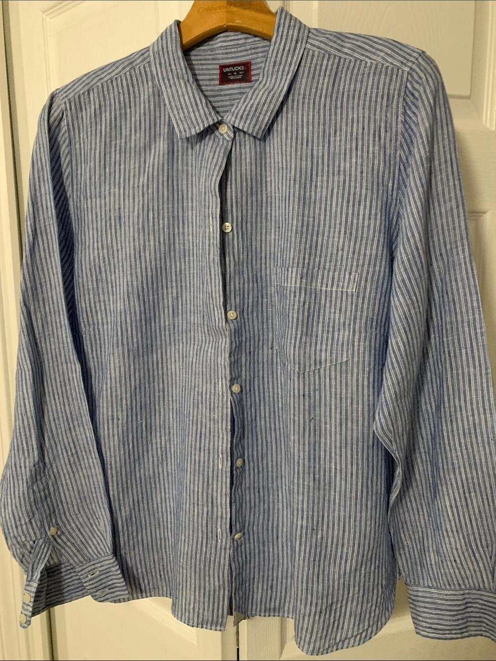 UNTUCKit Blue and White Striped Button-Down Shirt